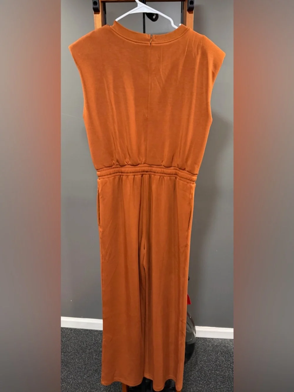 Skies Are Blue Modal Women's •Brown• Sleeveless Jumpsuit with Drawstring Waist - Picture 8 of 10